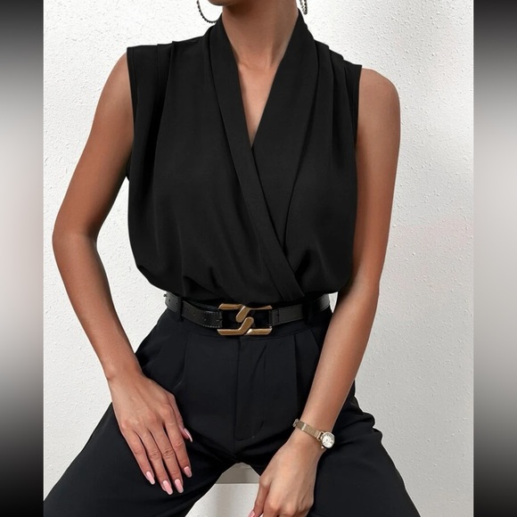 Tops - Luxe wrap hem surplice blouse